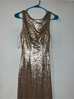 Lulu's Gold Sequin Scoop-Back Evening Dress